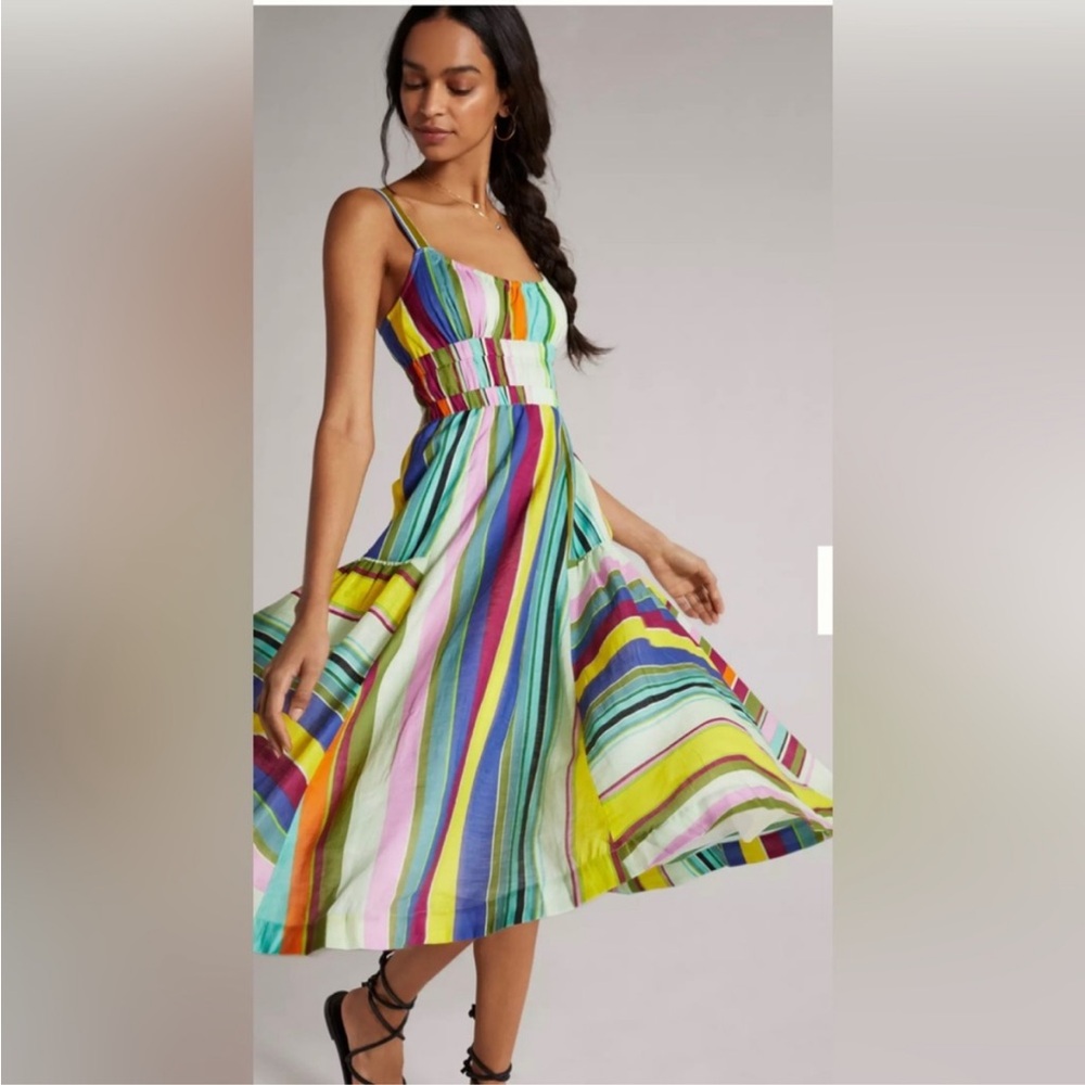 Anthropologie Hope For Flowers Striped Midi Dress Size XS